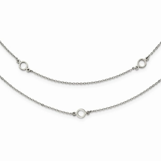 Necklace Stainless Steel Two Strand w/2in Ext 